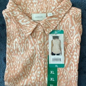 Women’s Ecothreads sleeveless blouse, Dusty Coral, XL, new with tags